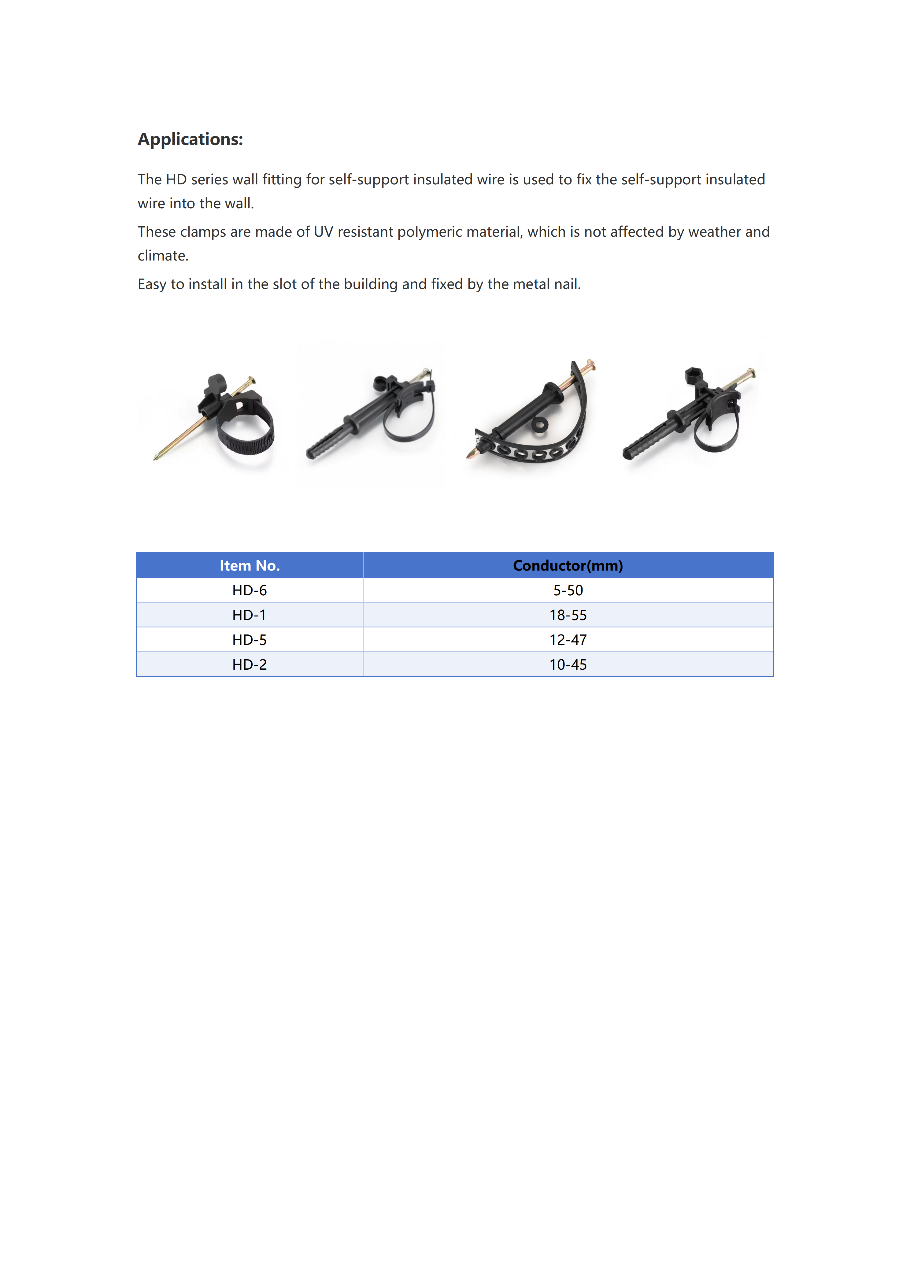 HD-2 Wall Fitting For Self Support Insulated Wire detail 1